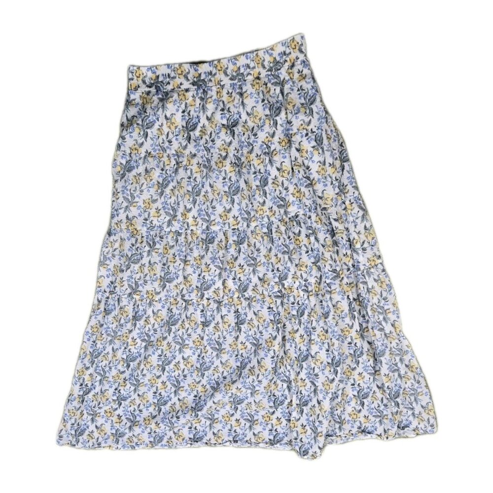 En Saison Maeve Floral Tiered Blue Yellow Print Midi Maxi Skirt - Picture 7 of 8